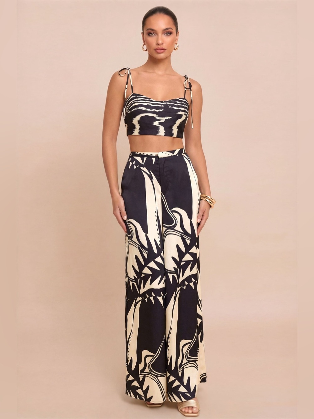 NWT Luxxel Black & Cream 2-Piece Matching Set | Chic Resort Wear